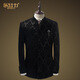 樂(lè )仕力男士中式立領(lǐng)中山裝外套新郎結婚禮服西服男裝唐裝上衣修身小西裝 提花中山裝 常規 185/54/XXL體重[152-162]斤