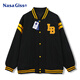 NASA GISS官方潮牌夾克男秋冬燈芯絨情侶款美式棒球領(lǐng)休閑外套 黑色 XL 