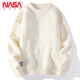 NASA XVVX毛衣男秋冬季加厚保暖上衣服潮牌ins寬松圓領(lǐng)內穿冬裝打底針織衫 8271米白 L 110-130斤