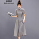 佰藍(lán)嬌新中式國風(fēng)改良旗袍連衣裙2025夏季女裝新款高檔氣質(zhì)修身裙子夏天 灰色 M （建議100斤內(nèi)）