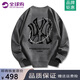 NEWERSISER美式潮牌衛(wèi)衣男女款秋冬季休閑寬松情侶上衣高檔鹿皮絨重磅打底衫 8802深灰（NE105） L （推薦體重130-150斤）