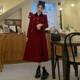 素優(yōu)米（SUYOUMI）2025法式復古紅色外套女春秋小香風(fēng)穿搭高腰顯瘦遮肉連衣裙兩件套 酒紅色上衣+酒裙子(套裝) M 【建議100-110斤】