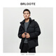 巴魯特（Brloote）男士羽絨服舒適保暖印花連帽白鵝絨外套秋冬 黑色 180/100A