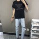 夏季字母帶鉆半袖t老鷹燙鉆t恤社會精神小伙修身圓領(lǐng)網(wǎng)紅同款半袖 蘇6同款黑色老鷹 XL120-135斤