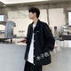 木子勝（MUZISHENG）加絨男士秋冬外套韓版潮流帥氣夾克衫港風(fēng)褂子秋季加厚外衣潮 064黑 常規 XL