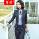 馨索小西裝女職業(yè)裝女裝套裝春秋季正裝格子修身西服外套職場工作服 藍色外套+西褲 M