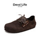 Devo Life的沃軟木鞋全包勃肯鞋時(shí)尚休閑系帶平底秋冬季女鞋22006 深棕反絨皮 38 （建議拍小一碼）