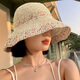妙奕嘉草帽防曬帽女遮陽帽漁夫帽太陽帽女士遮臉帽子洋氣款沙灘夏涼帽 彩虹豆豆草帽【杏色】