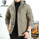 JP 秋冬男裝加絨夾克保暖戶外休閑厚款外套8818 卡其色 3XL(155斤-170斤)