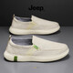 Jeep吉普男鞋2026新款春季透氣軟底老北京布鞋男士一腳蹬低幫休閑鞋男 米色 41