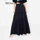 MO&Co.【涼感】松緊高腰長(cháng)款塔裙半身裙白色黑色設計感裙子摩安珂 黑色-第2批 M 165