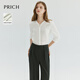 PRICH【緞面】寬松清爽通勤V領(lǐng)襯衫夏季新款簡約不易皺上衣女 39象牙白色 M 160