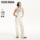 VEROMODA【加絨牛仔褲】女2024早秋新款直筒復(fù)古高腰明線設(shè)計(jì)磨毛美拉德 淡粉牛仔色 M