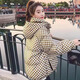 歐洛黛棉服女秋冬新款棉襖子冬天衣服韓版顯瘦寬松棋盤格加厚棉衣外套女 咖色格子 2XL