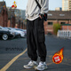 稻草人工裝褲男秋冬季加絨加厚美式復古休閑褲潮牌新款男生大碼束腳褲子 黑色加絨 KZ31 L