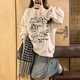 吉閑 衛(wèi)衣女春秋款2024新款寬松百搭港風(fēng)潮牌oversize高級(jí)感顯瘦上衣 白灰色【薄款】 M