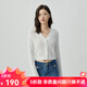 哥弟真的好（GIRDEAR）女裝百搭V領(lǐng)蔥紗短款針織開衫女A400873 白 M (3碼)