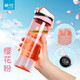 茶花（CHAHUA）運動(dòng)水杯塑料便攜隨手杯帶蓋創(chuàng  )意學(xué)生戶(hù)外健身水瓶大容量水杯女 大號粉色_ 620ml