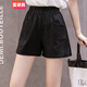 雷黛茜百搭新款休閑短褲女棉麻透氣高腰夏天外穿薄款熱褲居家運動(dòng)三分褲 黑色 2XL _[建議120-134斤]