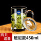 樂(lè )美雅玻璃杯家用帶把喝水杯子加厚辦公泡茶杯鋼化微波牛奶杯 班尼450ml2只【帶蓋】