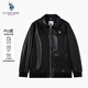 U.S. POLO ASSN.皮衣夾克男士商務(wù)休閑擋風(fēng)翻領(lǐng)寬松秋季外套男裝 黑色 XL