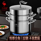 三四鋼蒸鍋燃?xì)庠畈讳P鋼304食品級加厚三層家用蒸饅頭專用大鍋30cm26387