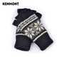 卡蒙（Kenmont）冬季情侶露指手套女加厚保暖半指手套辦公室打字km-2818