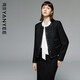 顏域羊毛短款上衣女士2024冬裝高級感顯瘦小香風(fēng)毛呢外套 黑色 L/40