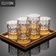 CLITON玻璃威士忌酒杯加厚復(fù)古歐式冰花烈酒杯洋酒杯水杯玻璃杯6只裝