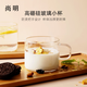 尚明玻璃小杯子燕麥片早餐杯家用水杯女咖啡杯耐熱透明牛奶茶杯品茗杯 4只裝 180ml