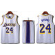 球進(jìn)啦 湖人隊城市版球衣定制兒童湖人籃球服套裝男女團購隊服印號印字 湖人白色24號科比 成人2XL（建議身高170-175cm）