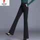 皮爾卡丹（PIERRE CARDIN）高腰垂感喇叭褲女褲子2025夏季新款中年微喇褲顯瘦西裝長褲高端 黑色/春夏/長褲 XL 29 /2尺2/建議110-122斤