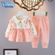 迪士尼（Disney）嬰兒套裝秋冬分體純棉洋氣外出穿可愛(ài)超萌2件韓范童裝套裝女寶寶 HH 小花套裝粉色 80