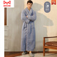 貓人（MiiOW）保暖男士秋冬季浴袍睡衣睡袍雙層加厚加長(cháng)款法蘭絨冬天珊瑚絨連體 2102海青男 175(XL) 適合體重170斤內