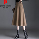 皮爾卡丹（pierre cardin）卡其色毛呢半身裙女秋冬2025新款時(shí)尚字裙高腰傘裙遮胯大擺長(zhǎng)裙針 咖啡色 2XL