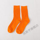 嵐斯苧文樂(lè )同款襪子潮流中筒襪ins男女熒光色襪抽條堆堆襪女橙色襪子 亮橙色3雙 均碼