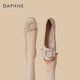 達芙妮母親節送禮媽媽單鞋時(shí)尚一腳蹬女士休閑小皮鞋4024404011 杏色 35