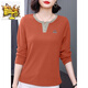 初徑長(cháng)袖t恤女裝2025春秋新款媽m媽體恤大尺碼胖m妹寬松顯瘦上衣 橘色 M 【建議85-105斤】