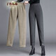 子牧棉麻秋冬裝 女毛呢褲子高腰寬松顯瘦小腳褲百搭九分休閑褲0879 灰色 S(建議90-100斤)