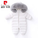 皮爾卡丹（pierre cardin）寶寶羽絨服嬰兒連體男寶寶兒童羽絨連體衣女外出爬服冬季抱衣套裝 白(加絨狐貍毛領(lǐng)) 80