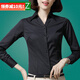 DGPZ商務(wù)休閑女裝襯衫通勤職業(yè)V領(lǐng)襯衣女面試服修身顯瘦上衣G1532 黑色長(zhǎng) L （105-115）斤