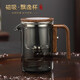 久堂全玻璃飄逸杯泡茶壺耐熱高端無(wú)桿磁吸一鍵過(guò)濾茶水分離杯泡茶神器 煙灰黑小號(hào)-方圓飄逸杯-520ml