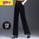 初徑女燈芯絨闊腿褲秋冬高腰寬松顯瘦加絨加厚垂感條絨直 黑色【加絨款】 燈芯絨 2XL 建議125-140斤