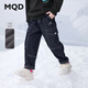 馬騎頓（MQD）MQD冬季男大童潮酷休閑百搭加絨工裝風(fēng)牛仔褲 原牛仔色 140