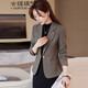 古緹琪高級感灰色西裝外套女新款春秋修身短款休閑小個(gè)子氣質(zhì)小西服上衣 灰色小西裝 S