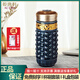 乾唐軒 【官方授權(quán)】活瓷杯大乾坤雙層鎏金高顏值便攜陶瓷杯子水杯男 藍+金