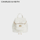 CHARLES&KEITH24春季新品菱格大容量柔软多用背包包女包双肩包女士CK2-60151400 Cream奶白色 S