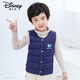 迪士尼兒童羽絨棉馬甲中大男童保暖坎肩女童加厚背心小寶寶馬夾秋冬 藏青色 130 建議身高110-120CM