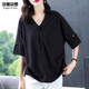 莎妮朵羅大碼女裝雪紡衫胖妹妹夏裝加肥加新品胖人顯瘦款寬松T恤女15873 黑色 2XL 建議120-140斤穿著(zhù)