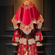 法漫玫高端紅蓋頭新娘結婚中式22新款秀禾服刺繡緞面古風(fēng)紗出嫁蓋頭 朝歌75cm